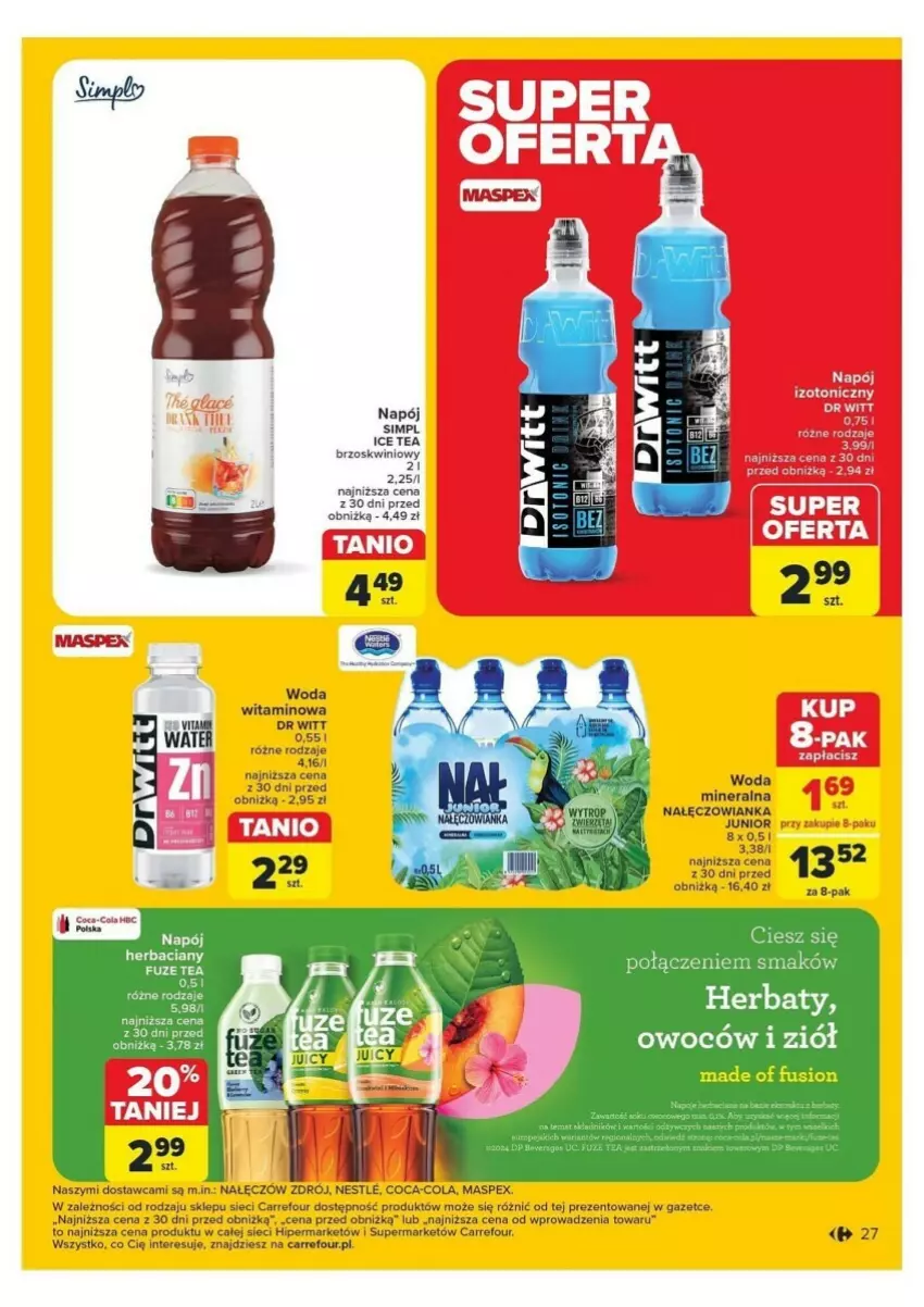 Gazetka promocyjna Carrefour - ważna 12.11 do 16.11.2024 - strona 20 - produkty: Coca-Cola, Fa, Ice tea, Nałęczowianka, Napój, Woda