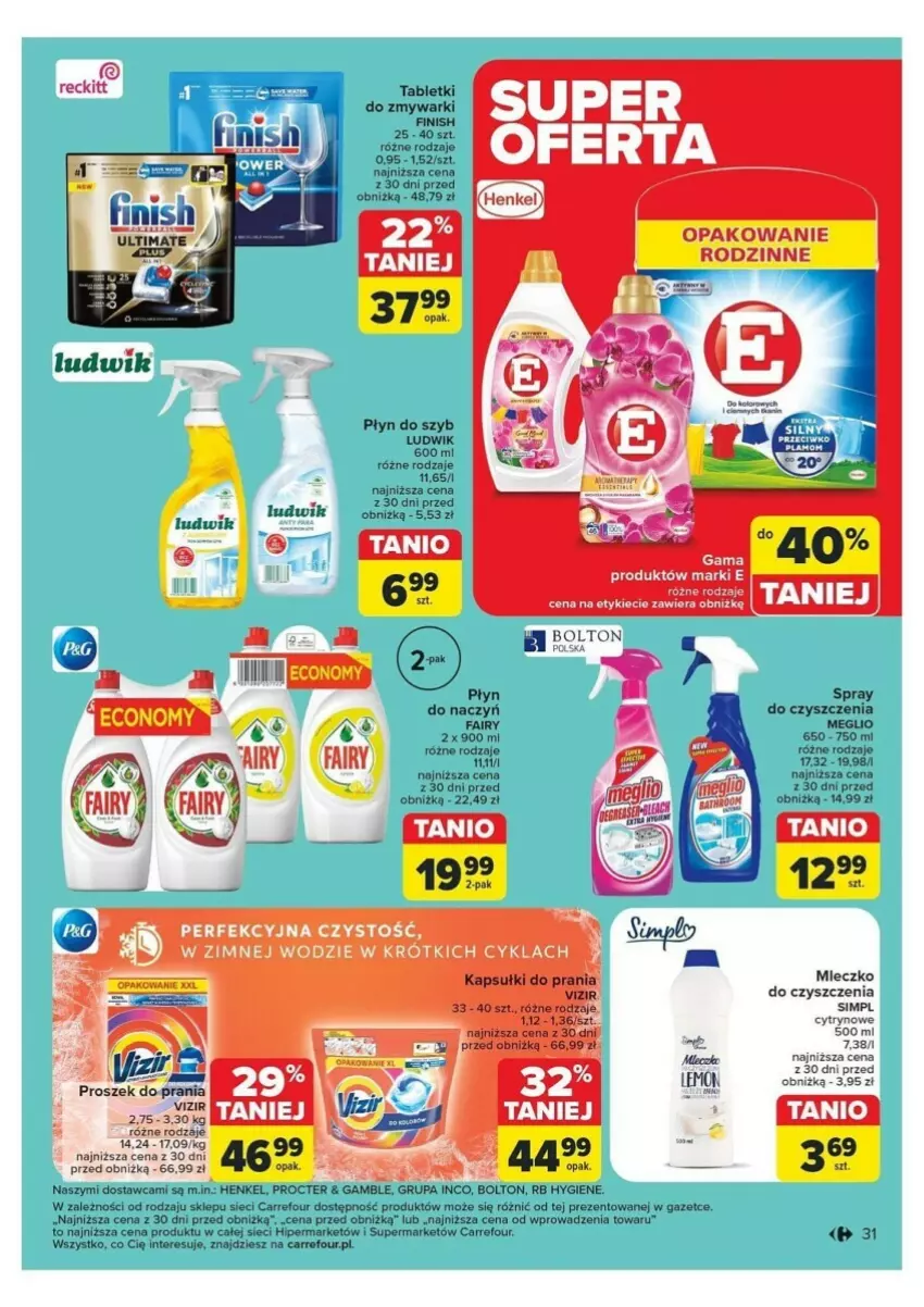 Gazetka promocyjna Carrefour - ważna 12.11 do 16.11.2024 - strona 25 - produkty: Fa, Fairy, Finish, Ludwik, Mleczko, Płyn do szyb, Proszek do prania, Tablet, Tabletki do zmywarki, Zmywarki