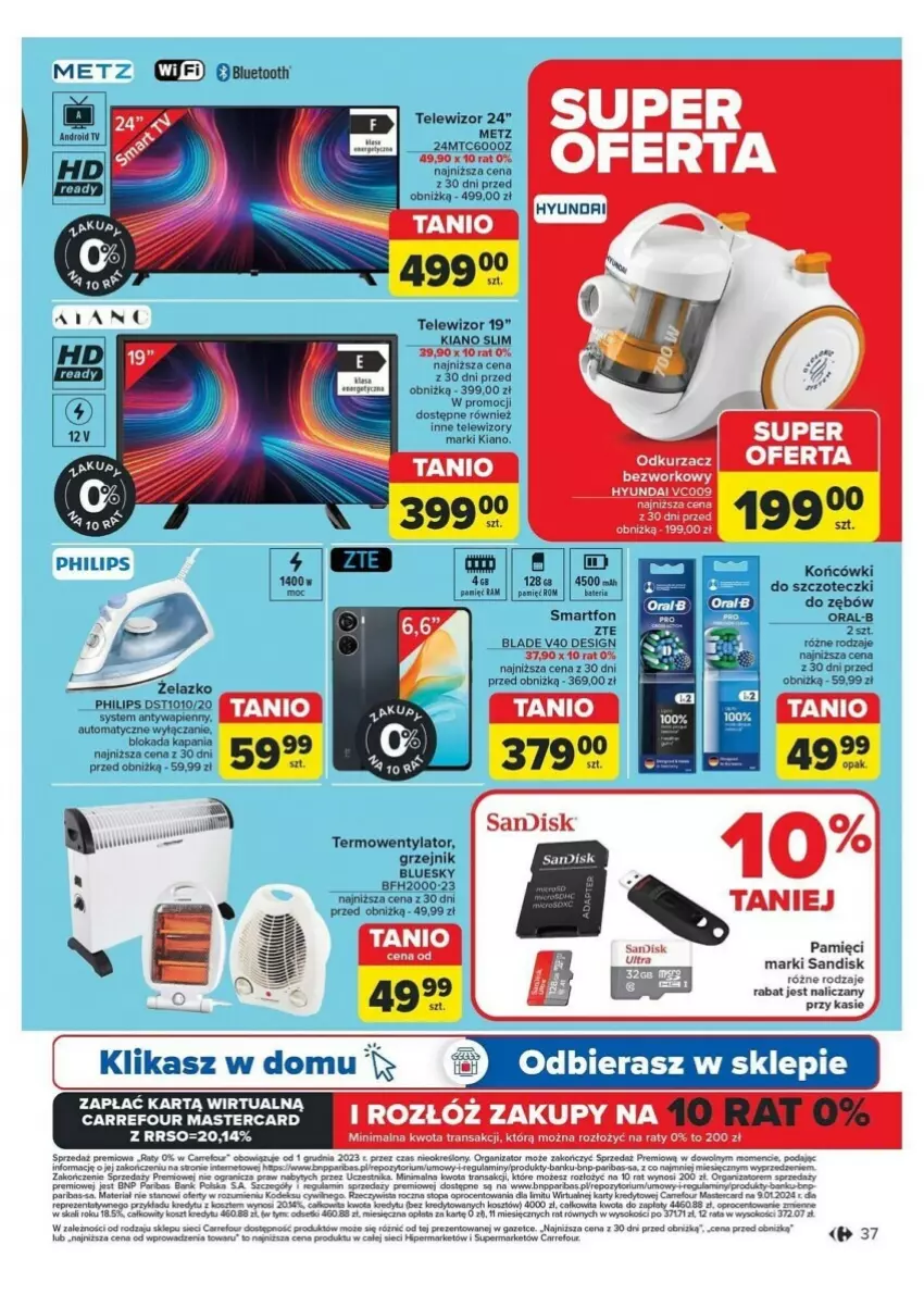 Gazetka promocyjna Carrefour - ważna 12.11 do 16.11.2024 - strona 31 - produkty: Gra, Grzejnik, HP, Kosz, Odkurzacz, Por, Smartfon, Telewizor, Telewizory, Termowentylator, Top, Tran