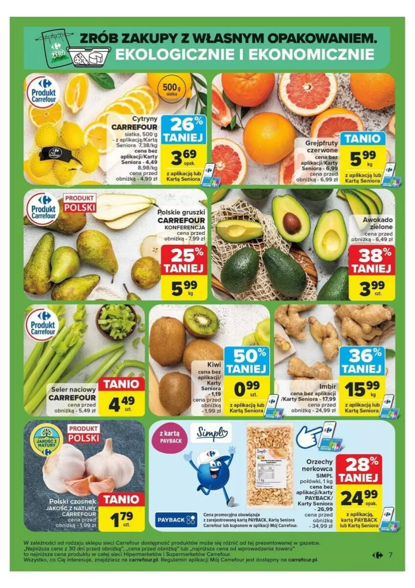 Gazetka promocyjna Carrefour - ważna 12.11 do 16.11.2024 - strona 41 - produkty: Cytryny, Grejpfrut, Gruszki, Imbir, Kiwi, Siatka