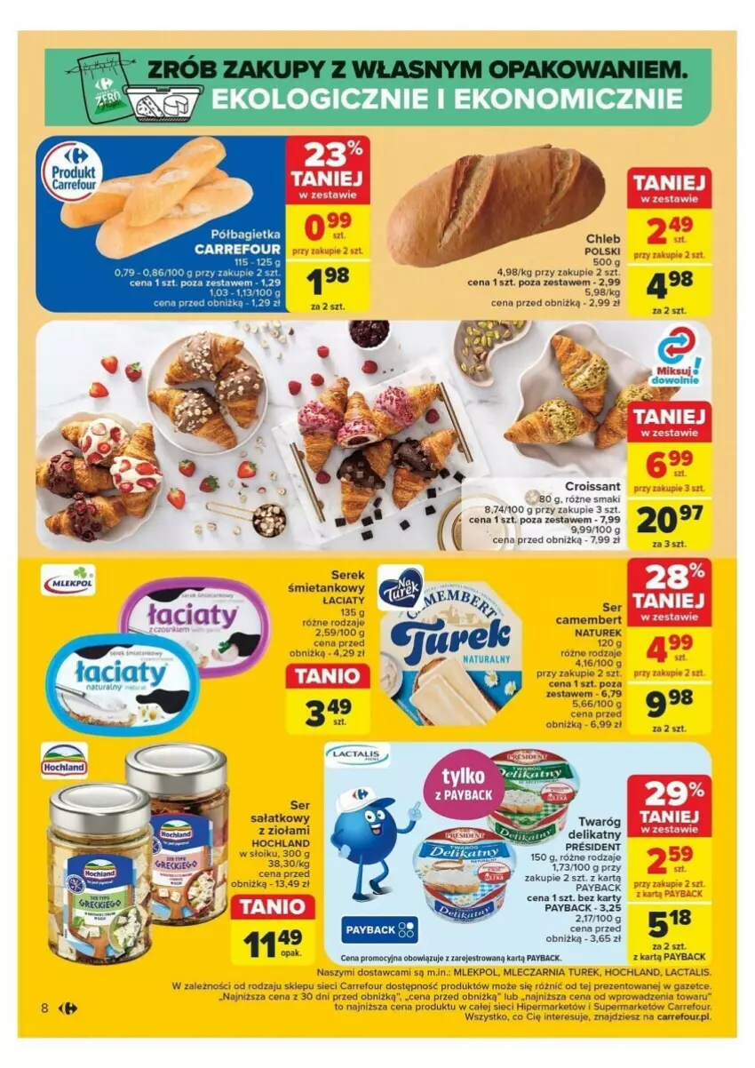 Gazetka promocyjna Carrefour - ważna 12.11 do 16.11.2024 - strona 42 - produkty: Bagietka, Camembert, Chleb, Croissant, Hochland, Koc, NaTurek, Półbagietka, Sałat, Ser, Twaróg