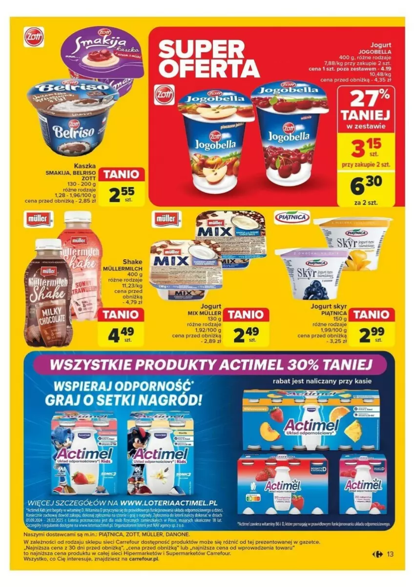 Gazetka promocyjna Carrefour - ważna 12.11 do 16.11.2024 - strona 5 - produkty: Belriso, Danone, Gra, Jogurt, Piątnica, Por, Smakija, Zott