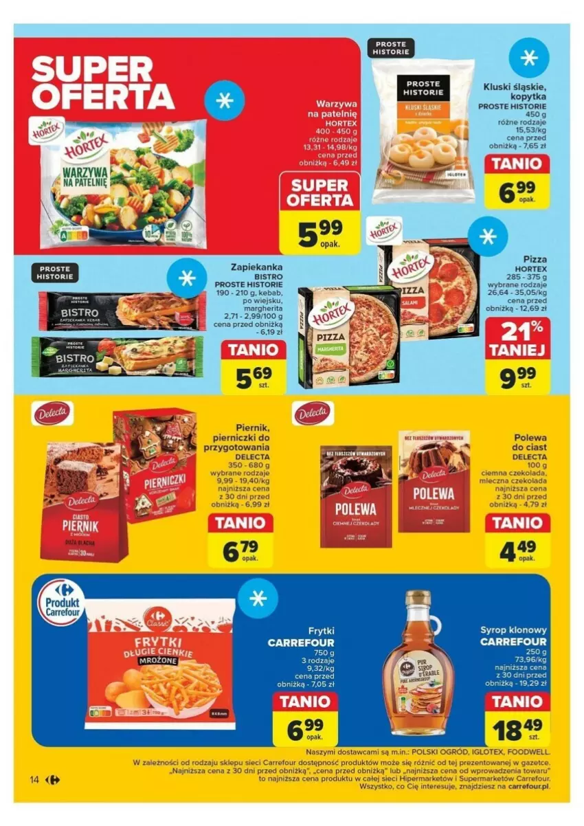 Gazetka promocyjna Carrefour - ważna 12.11 do 16.11.2024 - strona 6 - produkty: Czekolada, Delecta, Frytki, Hortex, Kebab, Kopytka, Piernik, Pizza, Syrop, Zapiekanka