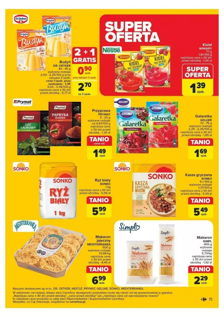 Gazetka promocyjna Carrefour - ważna 12.11 do 16.11.2024 - strona 7 - produkty: Dr. Oetker, Gala, Galaretka, Gry, Kasza, Kasza gryczana, Kisiel, Makaron, Prymat, Ryż, Ryż biały, Sonko