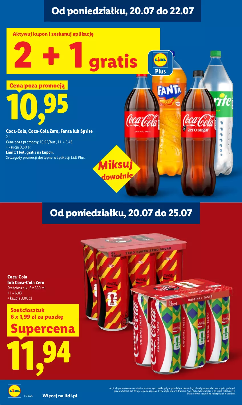 Gazetka promocyjna Lidl - Gazetka ważna od 20.07 do 22.07 - ważna 20.07 do 22.07.2026 - strona 16 - produkty: Coca-Cola, Fa, Fanta, Gra, Sprite