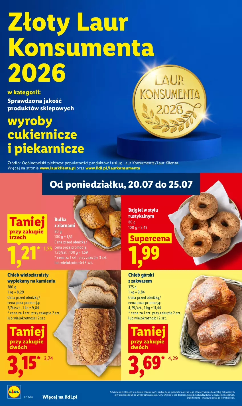 Gazetka promocyjna Lidl - Gazetka ważna od 20.07 do 22.07 - ważna 20.07 do 22.07.2026 - strona 62 - produkty: Bułka, Chleb, Chleb wieloziarnisty, Cukier, Laur, Rust