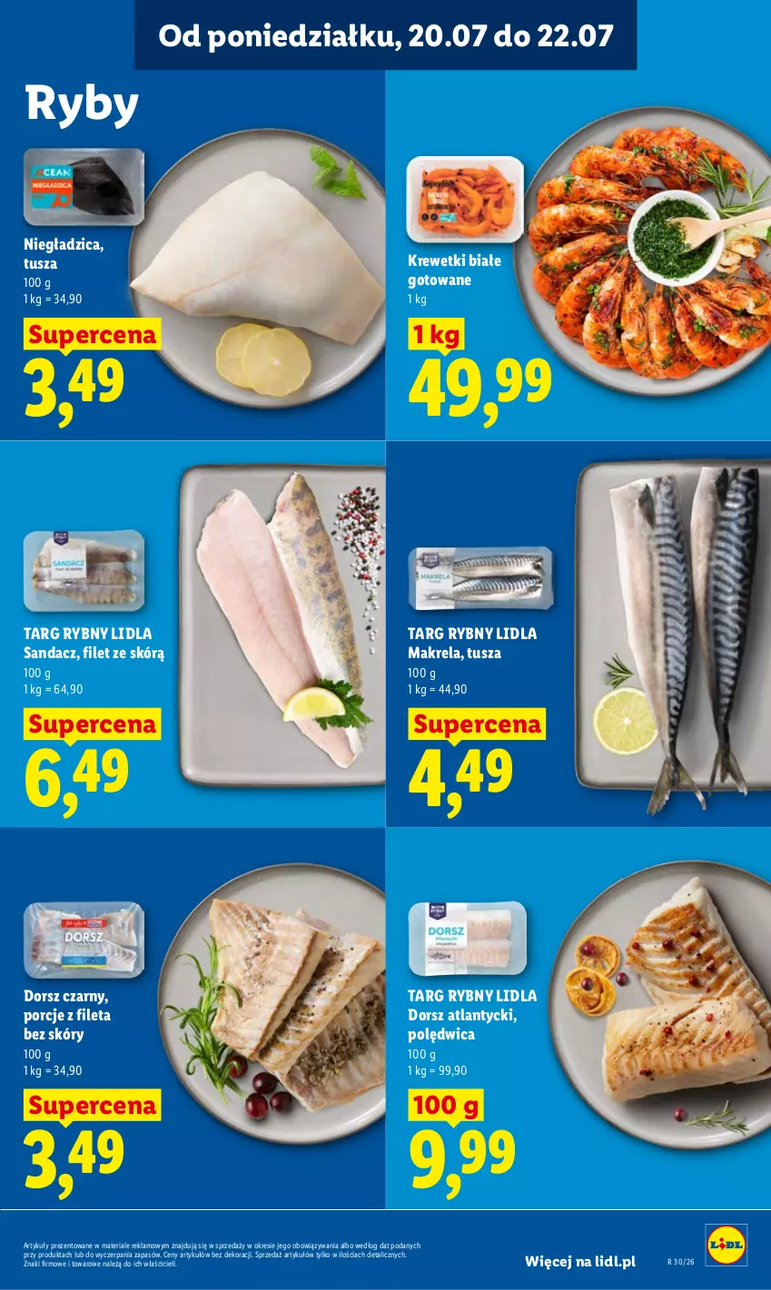 Gazetka promocyjna Lidl - Gazetka ważna od 20.07 do 22.07 - ważna 20.07 do 22.07.2026 - strona 67 - produkty: Dorsz, Krewetki, Polędwica, Por, Sandacz, Tusz