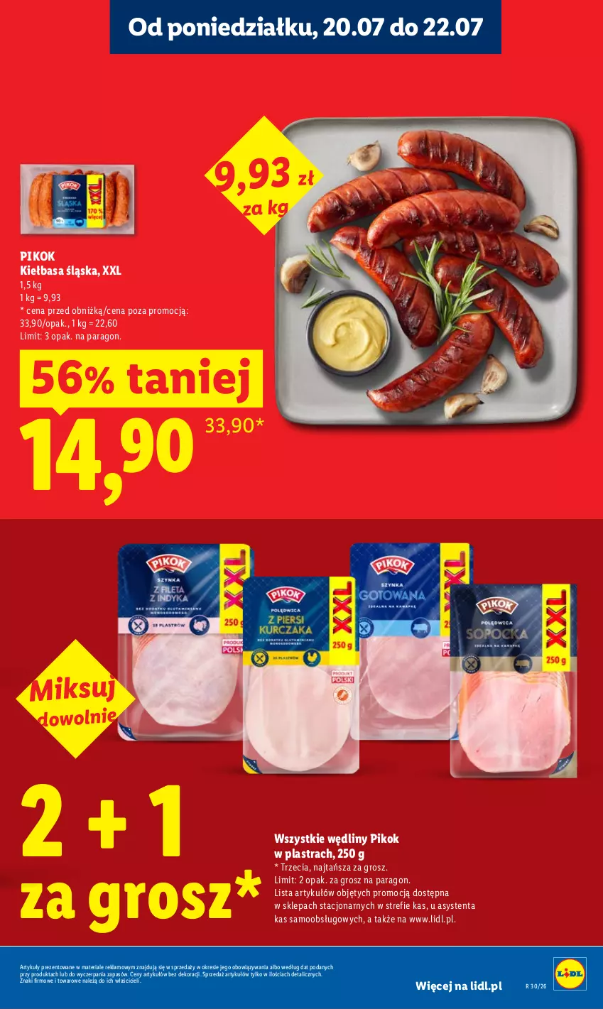 Gazetka promocyjna Lidl - Gazetka ważna od 20.07 do 22.07 - ważna 20.07 do 22.07.2026 - strona 7 - produkty: Kiełbasa, Kiełbasa śląska, PIKOK