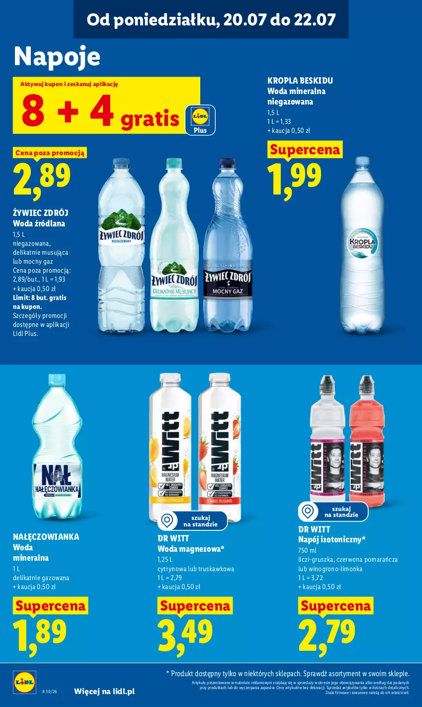 Gazetka promocyjna Lidl - Gazetka ważna od 20.07 do 22.07 - ważna 20.07 do 22.07.2026 - strona 76 - produkty: Gra, LANA, Liczi, Limonka, Magnez, Mus, Nałęczowianka, Napój, Napój izotoniczny, Napoje, Wino, Woda, Woda mineralna