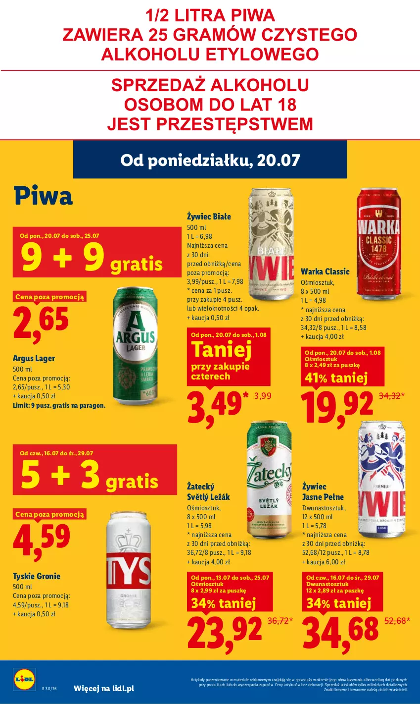 Gazetka promocyjna Lidl - Gazetka ważna od 20.07 do 22.07 - ważna 20.07 do 22.07.2026 - strona 78 - produkty: Gra, Piwa, Tyskie, Warka