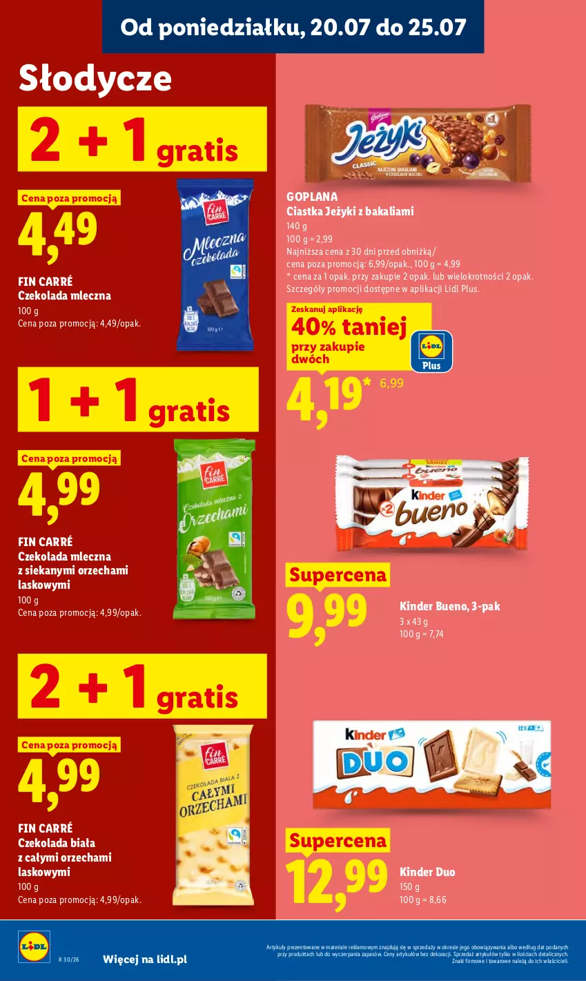 Gazetka promocyjna Lidl - Gazetka ważna od 20.07 do 22.07 - ważna 20.07 do 22.07.2026 - strona 84 - produkty: Ciastka, Czekolada, Czekolada mleczna, Goplana, Gra, Jeżyki, Kinder, Kinder Bueno, LANA