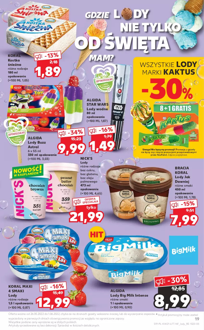 Gazetka promocyjna Kaufland - OFERTA TYGODNIA - ważna 26.05 do 01.06.2022 - strona 19 - produkty: Algida, Big Milk, Gra, Kaktus, LG, Lody, Olej, Star Wars, Waga