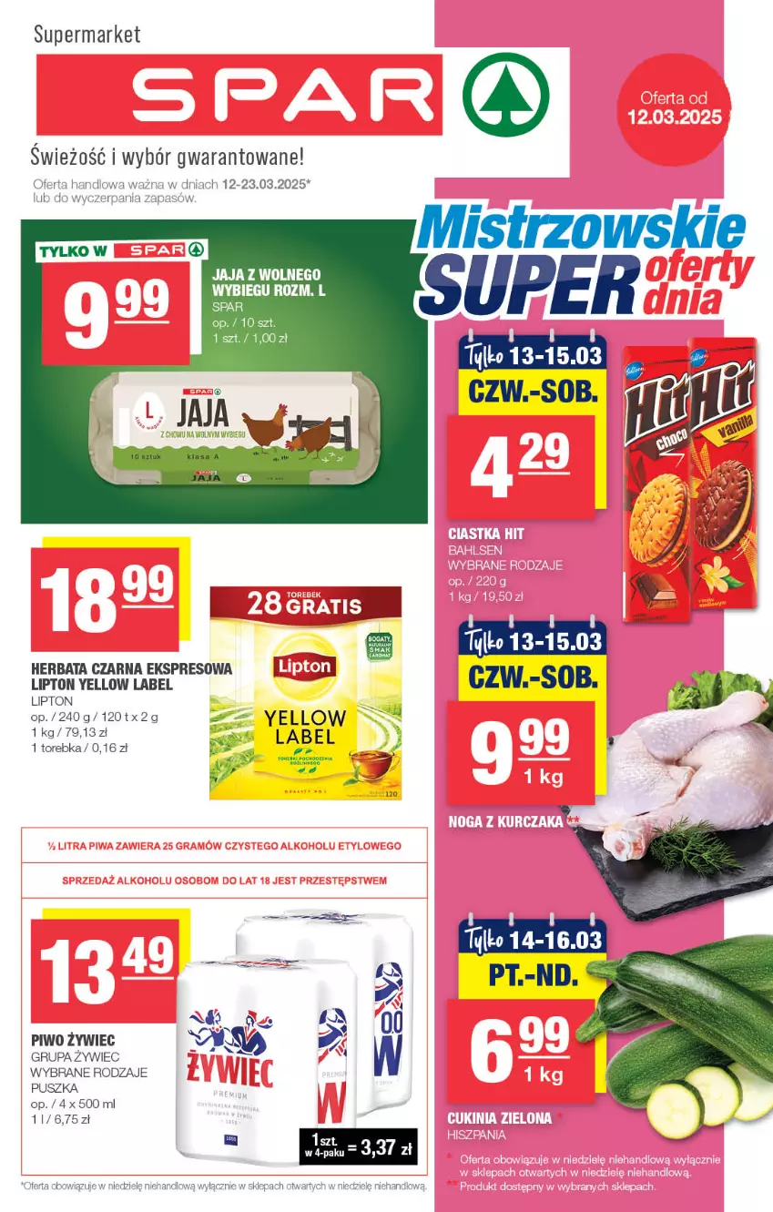 Gazetka promocyjna Spar - Spar - ważna 09.03 do 19.03.2025 - strona 1 - produkty: Herbata, Herbata czarna, Jaja, Jaja z wolnego wybiegu, Lipton, Piwo, Torebka