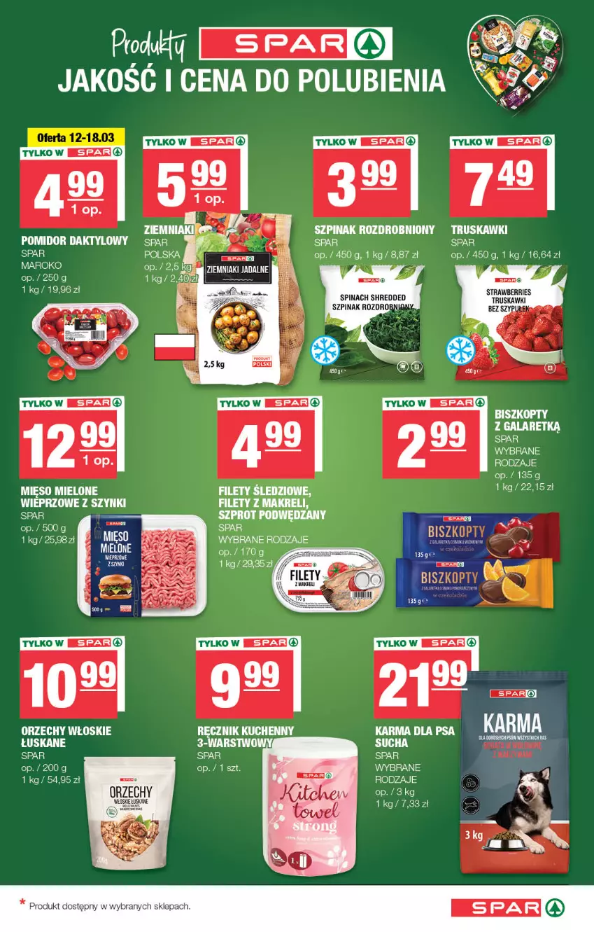 Gazetka promocyjna Spar - Spar - ważna 09.03 do 19.03.2025 - strona 5 - produkty: Fa, Mięso, Mięso mielone, Orzechy włoskie, Szpinak, Truskawki