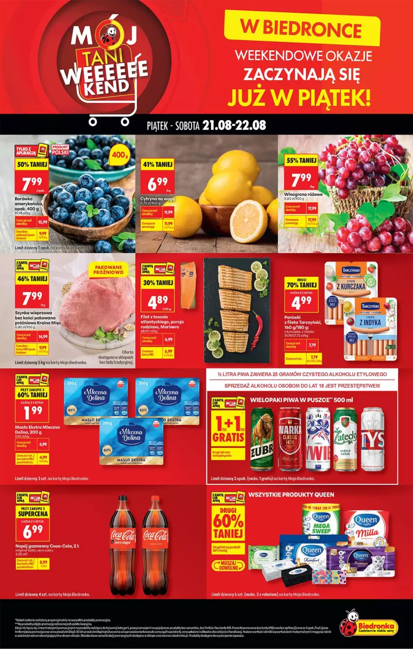Gazetka promocyjna Biedronka - Tani Weekend - ważna 21.08 do 22.08.2026 - strona 1 - produkty: Fa, Gra, Masło, Parówki, Piwa