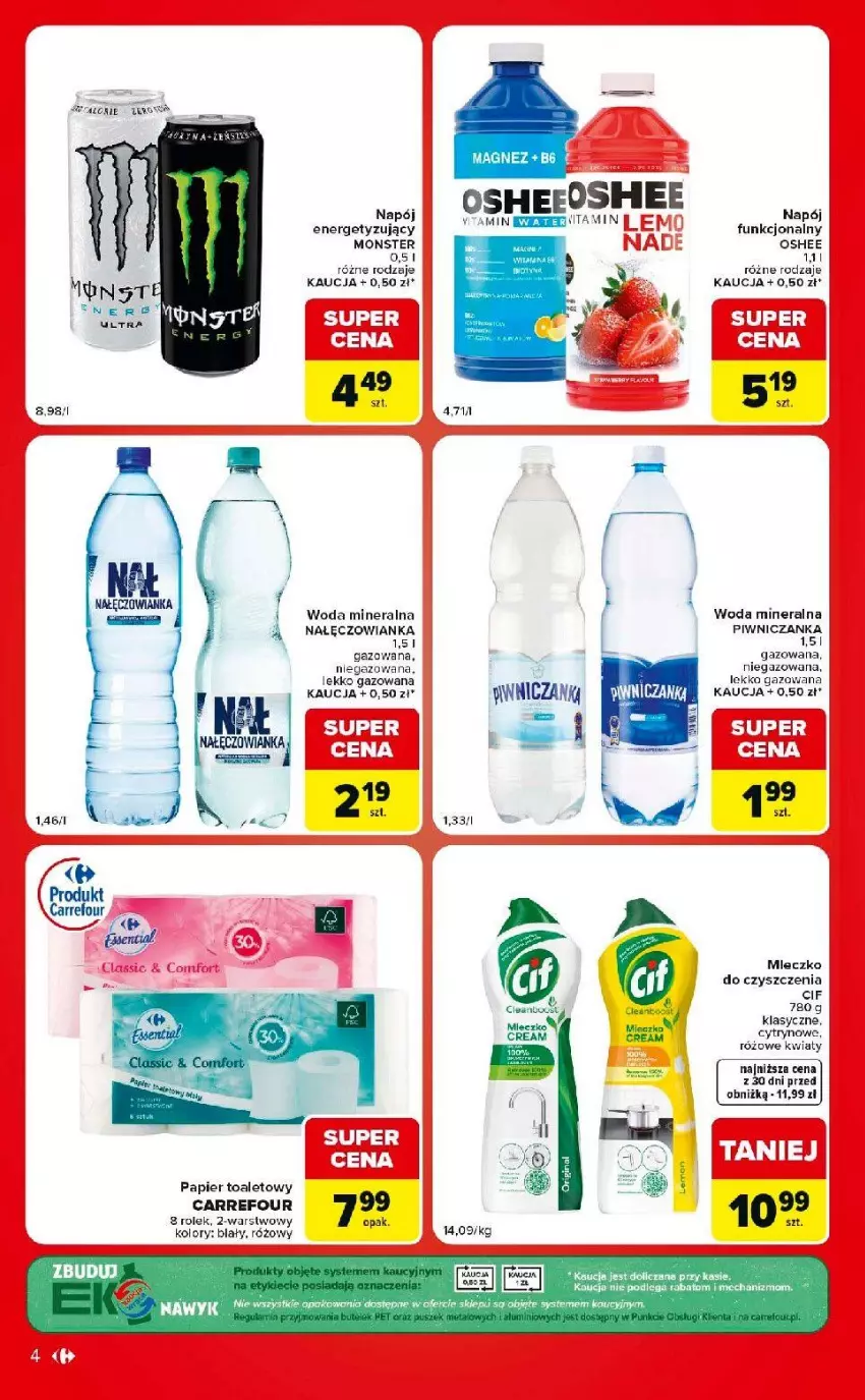 Gazetka promocyjna Carrefour - Gazetka Carrefour Market w SUMIE ekspresowe zakupy - ważna 28.07 do 03.08.2026 - strona 4 - produkty: Cif, Magnez, Mleczko, Nałęczowianka, Napój, Oshee, Papier, Papier toaletowy, Woda, Woda mineralna