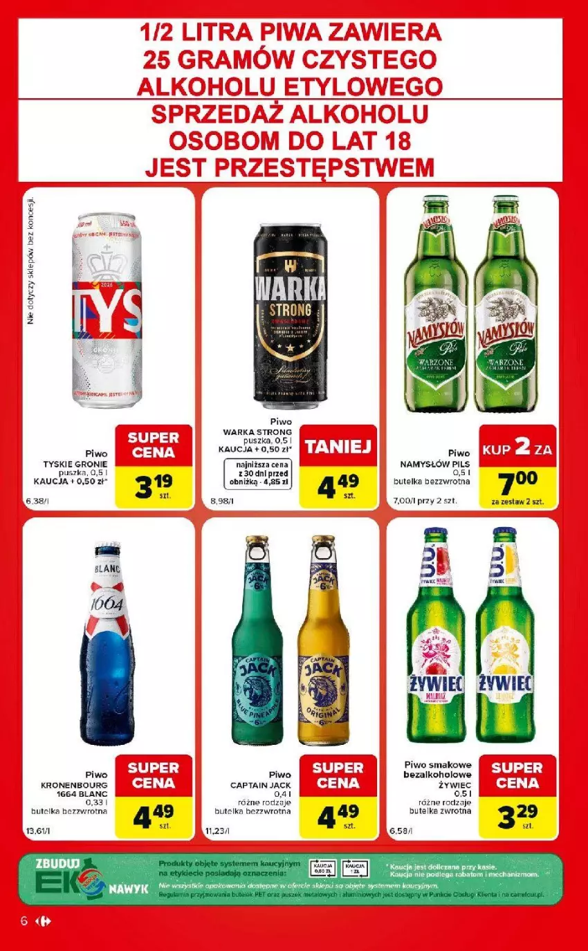 Gazetka promocyjna Carrefour - Gazetka Carrefour Market w SUMIE ekspresowe zakupy - ważna 28.07 do 03.08.2026 - strona 6 - produkty: Captain Jack, Fa, Namysłów, Piwa, Piwo, Tyskie, Warka