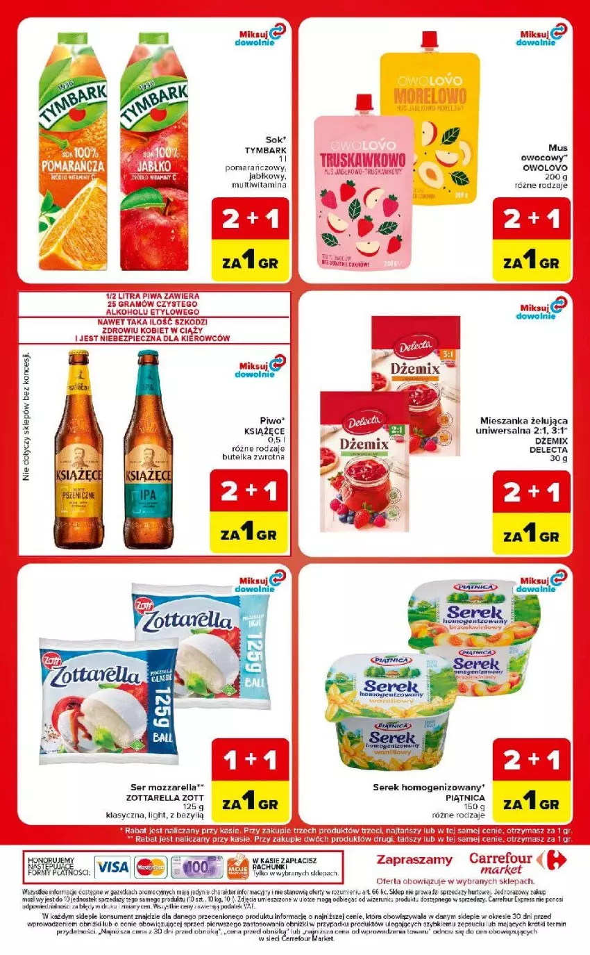 Gazetka promocyjna Carrefour - Gazetka Carrefour Market w SUMIE ekspresowe zakupy - ważna 28.07 do 03.08.2026 - strona 8 - produkty: Bazyl, Delecta, Dżem, Fa, Gra, Mozzarella, Mus, Piątnica, Piec, Piwa, Ser, Serek, Serek homogenizowany, Sok, Stek, Tymbark, Zott