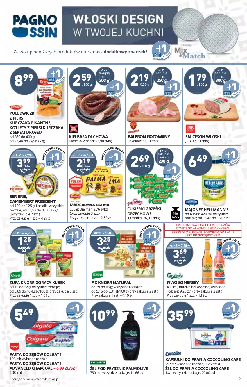 Gazetka promocyjna Stokrotka - Supermarket - ważna 10.11 do 17.11.2021 - strona 9 - produkty: Brie, Camembert, Gra, Knorr, Margaryna, Palma, Piwa, Piwo, Président, Ser, Somersby