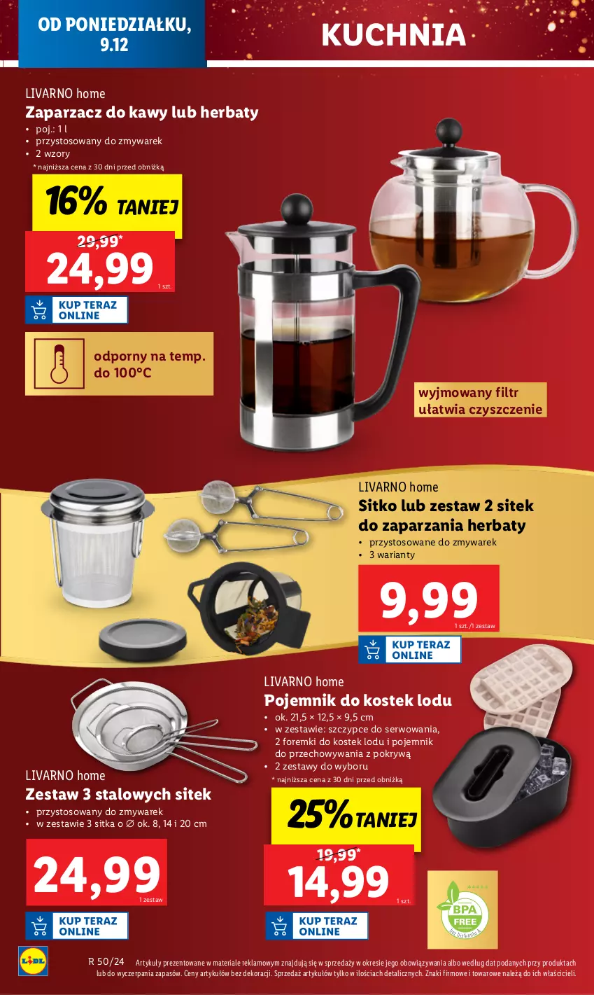 Gazetka promocyjna Lidl - GAZETKA - ważna 09.12 do 15.12.2024 - strona 18 - produkty: Foremki, Ivar, Kuchnia, Pojemnik, Pojemnik do przechowywania, Por, Ser, Sitko, Stek, Szczypce, Zaparzacz, Zaparzacz do kawy