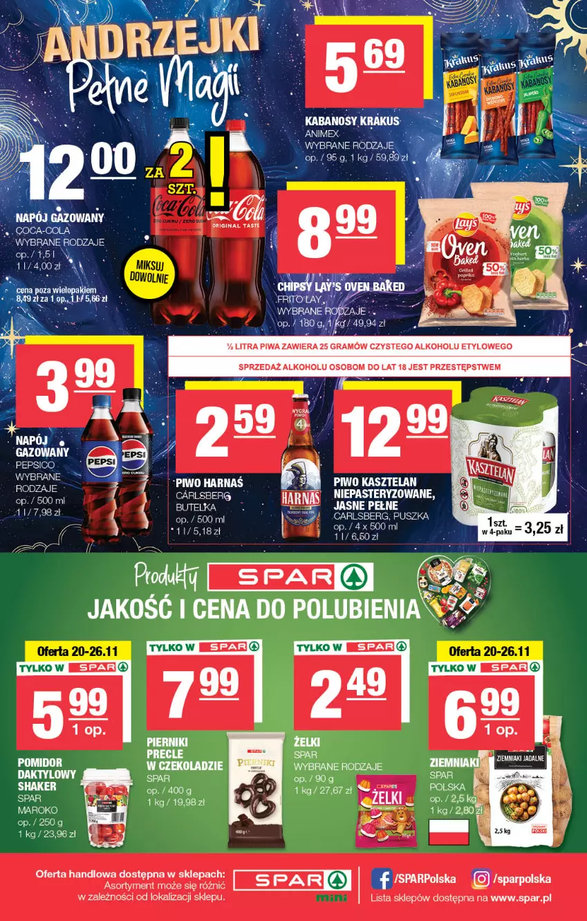 Gazetka promocyjna Spar - Spar-Mini - ważna 17.11 do 27.11.2024 - strona 4 - produkty: Acana, Carlsberg, Kasztelan, Pepsi, Piernik, Piwa, Piwo, Precle