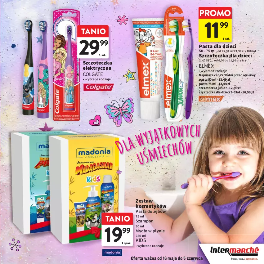 Gazetka promocyjna Intermarche - ważna 16.05 do 05.06.2024 - strona 17 - produkty: Colgate, Dzieci, Elmex, LG, Mydło, Mydło w płynie, Pasta do zębów, Szampon, Szczoteczka