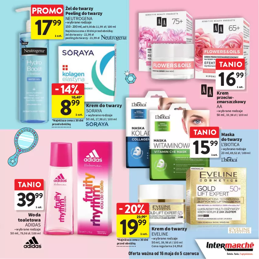 Gazetka promocyjna Intermarche - ważna 16.05 do 05.06.2024 - strona 19 - produkty: Adidas, Eveline, Krem do twarzy, Krem przeciwzmarszczkowy, L'Biotica, Mars, Maska, Maska do twarzy, Neutrogena, Peeling, Woda, Woda toaletowa