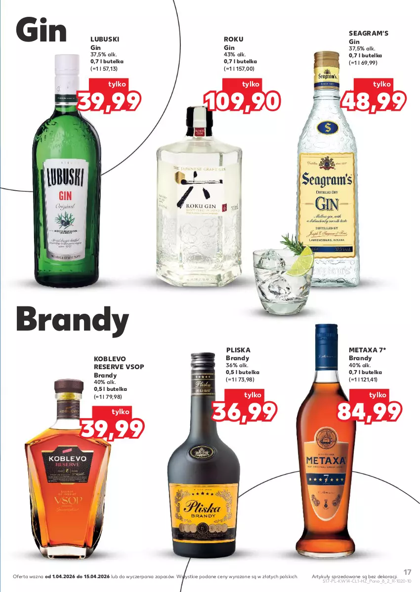 Gazetka promocyjna Kaufland - Barek Kauflandu - ważna 01.04 do 15.04.2026 - strona 17 - produkty: Brandy, Gin, Gra, Metaxa, Pliska, Ser