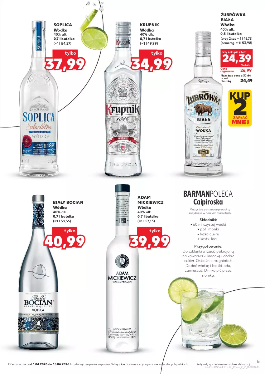 Gazetka promocyjna Kaufland - Barek Kauflandu - ważna 01.04 do 15.04.2026 - strona 5 - produkty: Biały Bocian, Cukier, Inka, Kawa, Krupnik, Lanki, Soplica, Wódka