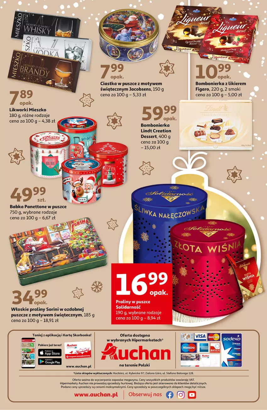 Gazetka promocyjna Auchan - Prezenty, które mile zaskoczą Hipermarkety - ważna 04.11 do 10.11.2021 - strona 3 - produkty: Babka, Ciastka, Fa, Jacobs, Likier, Lindt, Praliny, Ser, Tera