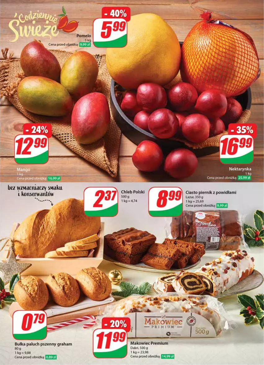 Gazetka promocyjna Dino - Gazetka 51 - ważna 20.12 do 23.12.2023 - strona 15 - produkty: Bułka, Chleb, Gra, Lazur, Makowiec, Piernik, Pomelo, Ser