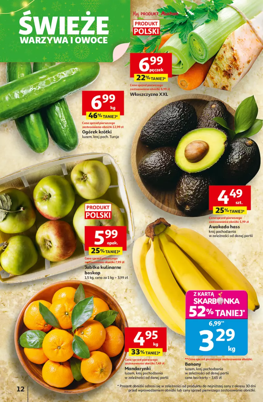Gazetka promocyjna Auchan - Święta jak babcię kocham Hipermarket - ważna 11.12 do 17.12.2025 - strona 12 - produkty: Jabłka, Mandarynki, Ogórek