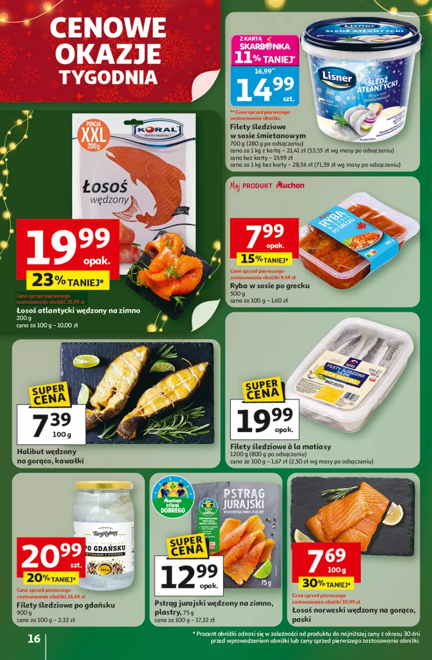Gazetka promocyjna Auchan - Święta jak babcię kocham Hipermarket - ważna 11.12 do 17.12.2025 - strona 16 - produkty: Halibut, Kawa, Pstrąg, Ryba, Sos