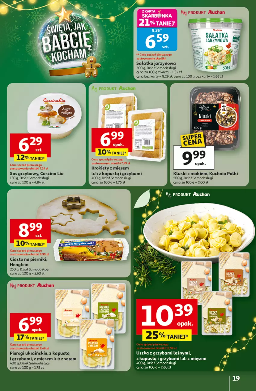 Gazetka promocyjna Auchan - Święta jak babcię kocham Hipermarket - ważna 11.12 do 17.12.2025 - strona 19 - produkty: Kapustą, Krokiety, Kuchnia, Piernik, Pierogi, Sałat, Sałatka, Ser, Sos, Sos grzybowy