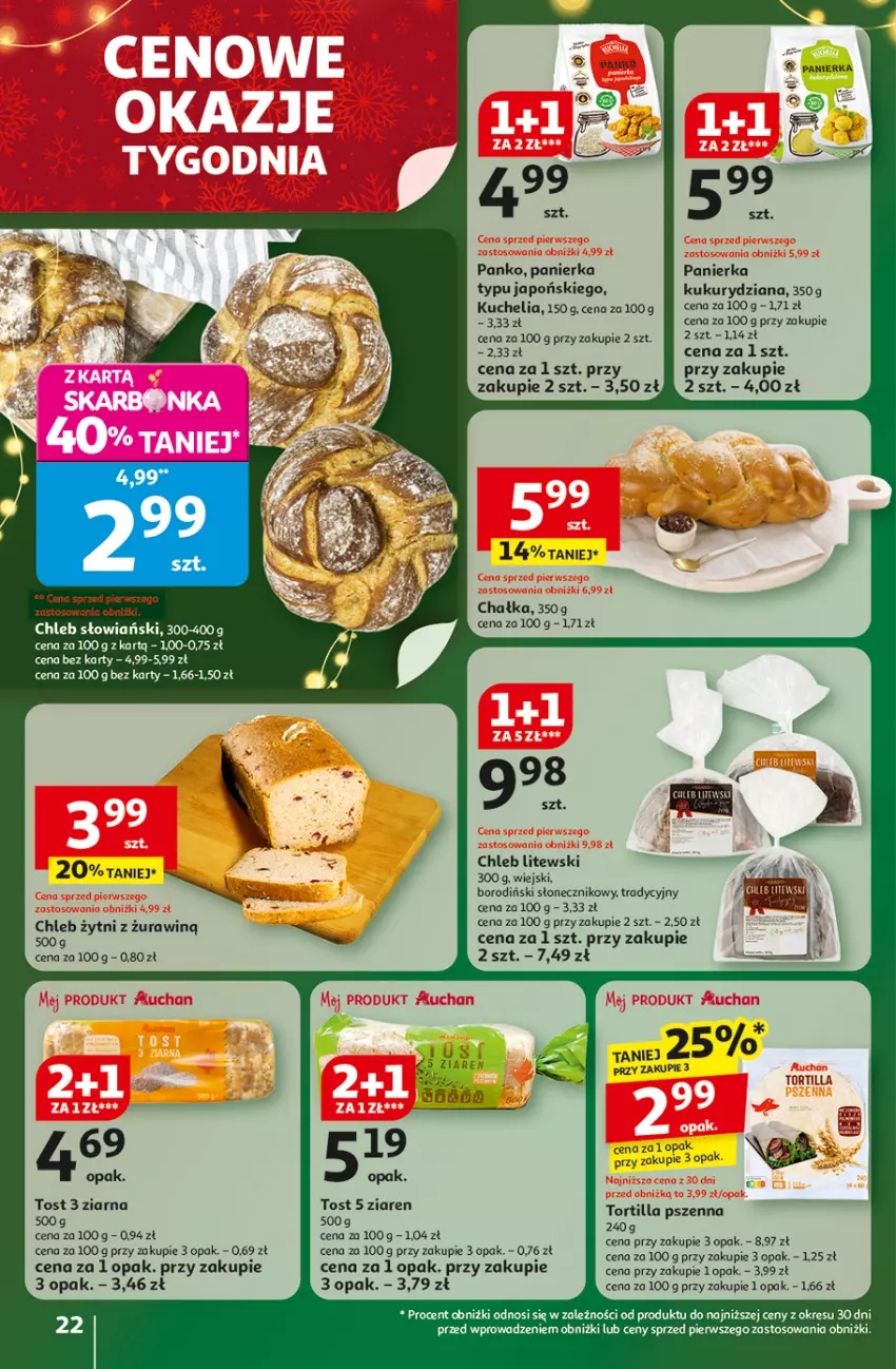 Gazetka promocyjna Auchan - Święta jak babcię kocham Hipermarket - ważna 11.12 do 17.12.2025 - strona 22 - produkty: Chleb, Fa, Por, Tortilla