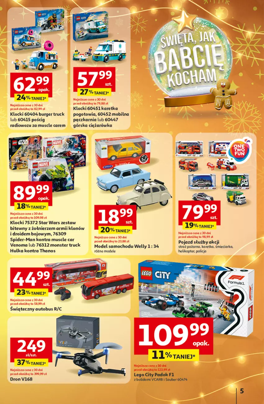 Gazetka promocyjna Auchan - Święta jak babcię kocham Hipermarket - ważna 11.12 do 17.12.2025 - strona 5 - produkty: Burger, Helikopter, Klocki, LEGO, LEGO City, Mobil, Monster truck, Mus, Pojazd, Star Wars, Straż pożarna