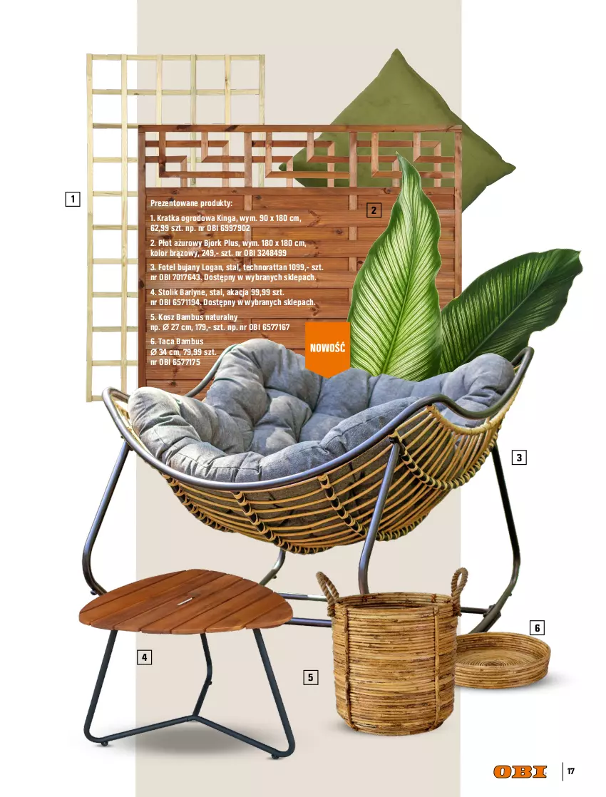 Gazetka promocyjna Obi - Gazetka OBI - ważna 24.05 do 31.12.2023 - strona 17 - produkty: Fa, Fotel, Kosz, Meble, Sofa, Sofa 2-osobowa, Stolik, Taca