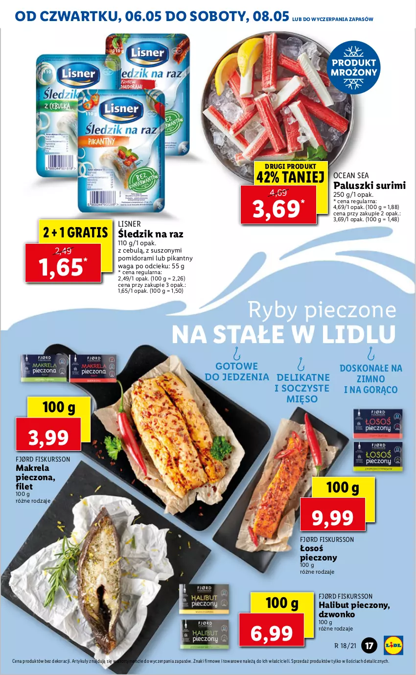 Gazetka promocyjna Lidl - GAZETKA - ważna 06.05 do 08.05.2021 - strona 17 - produkty: Gra, Halibut, Lisner, Mięso, Piec, Surimi, Waga