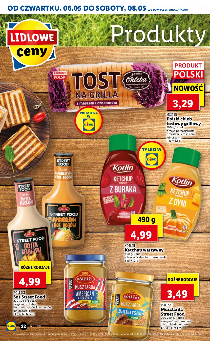 Gazetka promocyjna Lidl - GAZETKA - ważna 06.05 do 08.05.2021 - strona 22 - produkty: Burger, Chleb, Chleb tostowy, Grill, Hamburger, Hot dog, Ketchup, Kotlin, LG, Mus, Musztarda, Sos