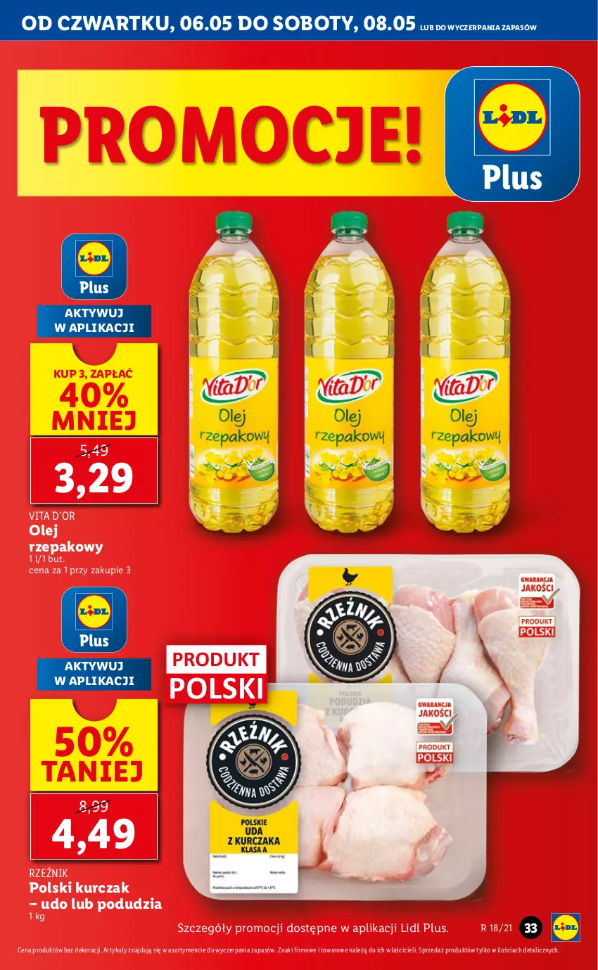 Gazetka promocyjna Lidl - GAZETKA - ważna 06.05 do 08.05.2021 - strona 33 - produkty: Kurczak, Olej, Olej rzepakowy