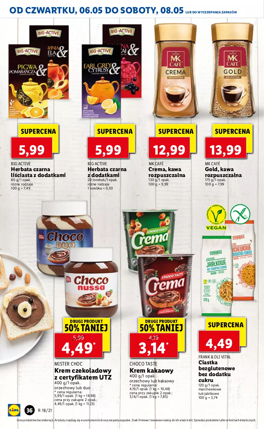 Gazetka promocyjna Lidl - GAZETKA - ważna 06.05 do 08.05.2021 - strona 36 - produkty: Ciastka, Herbata, Herbata czarna, Kakao, Kawa, Kawa rozpuszczalna, Torebka