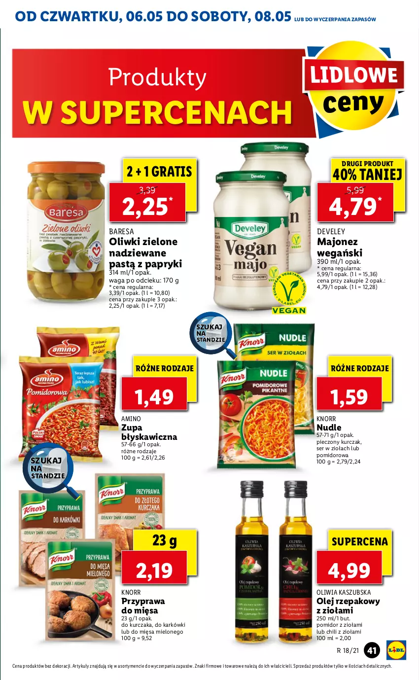 Gazetka promocyjna Lidl - GAZETKA - ważna 06.05 do 08.05.2021 - strona 41 - produkty: Gra, Knorr, Kurczak, Majonez, Olej, Olej rzepakowy, Oliwki, Oliwki zielone, Piec, Ser, Waga, Zupa