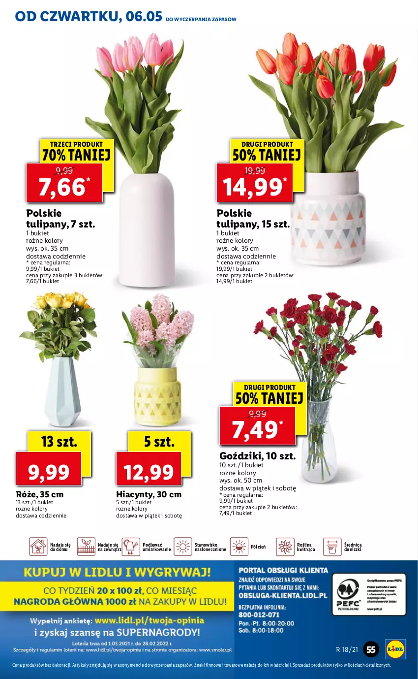 Gazetka promocyjna Lidl - GAZETKA - ważna 06.05 do 08.05.2021 - strona 55 - produkty: Bukiet, Cień, Hiacynt, O nas, Tulipan