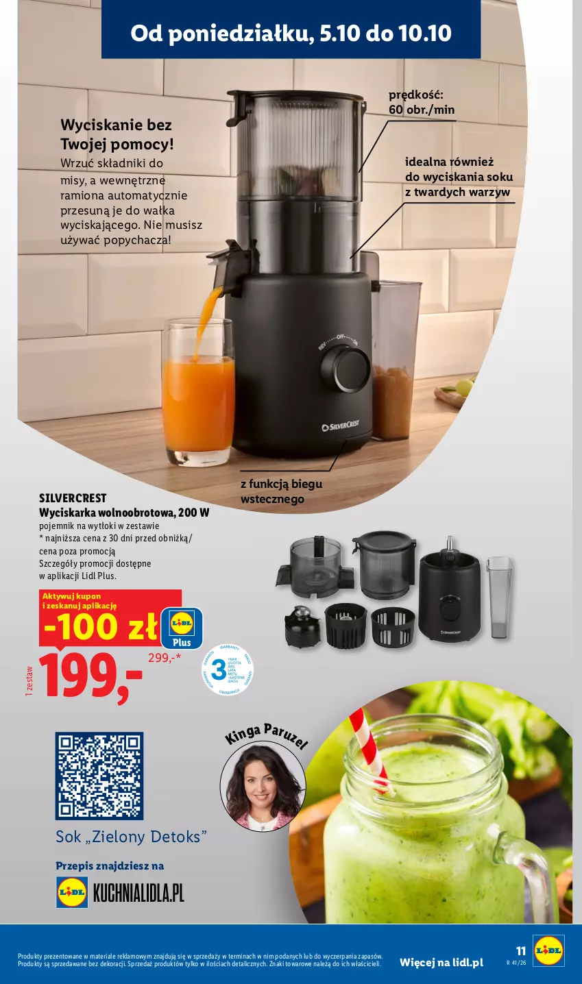 Gazetka promocyjna Lidl - Gazetka ważna od 05.10 do 10.10 - ważna 05.10 do 10.10.2026 - strona 15 - produkty: Mus, Pojemnik, Silvercrest, Sok, Wyciskarka, Wyciskarka wolnoobrotowa