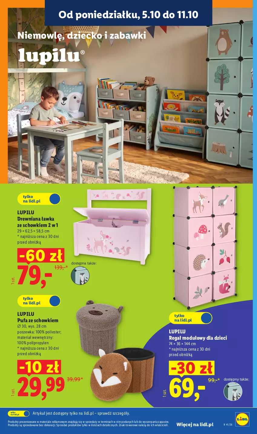 Gazetka promocyjna Lidl - Gazetka ważna od 05.10 do 10.10 - ważna 05.10 do 10.10.2026 - strona 27 - produkty: Dzieci, Fa, Poszewka, Puf, Regał