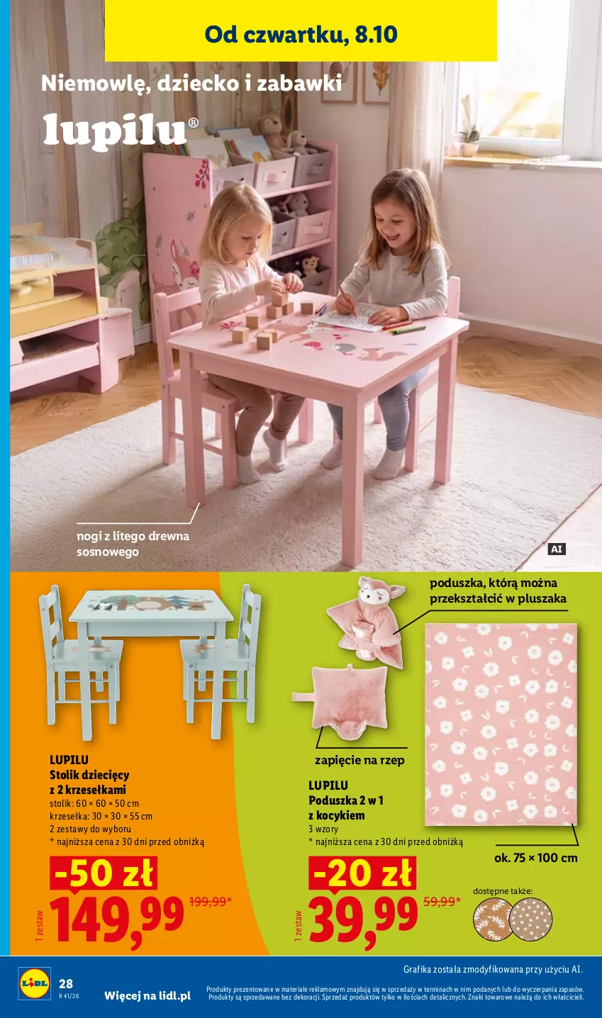 Gazetka promocyjna Lidl - Gazetka ważna od 05.10 do 10.10 - ważna 05.10 do 10.10.2026 - strona 38 - produkty: Dzieci, Gra, Grafika, Koc, Pluszak, Poduszka, Sos, Stolik