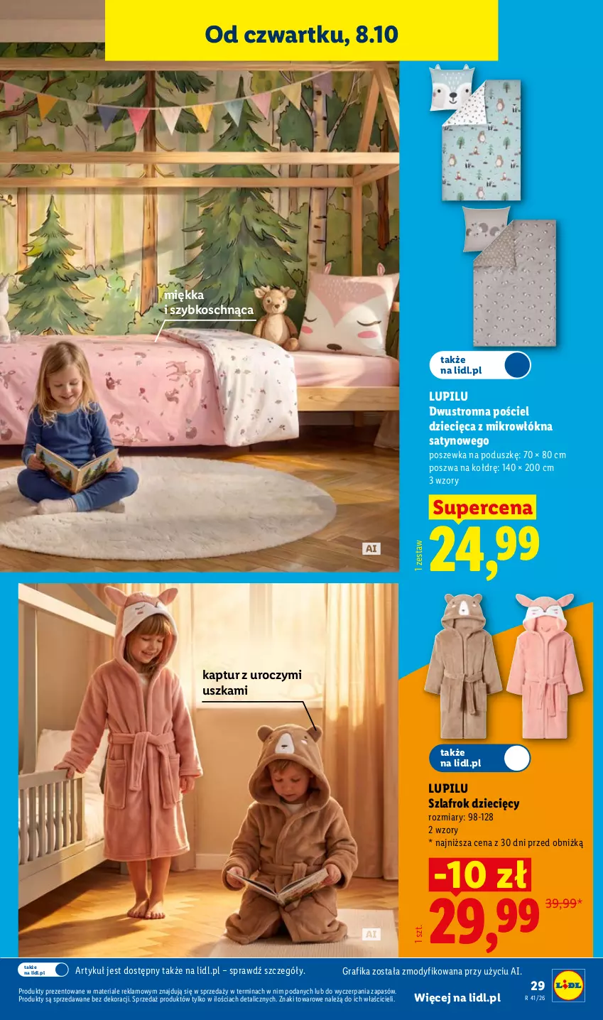 Gazetka promocyjna Lidl - Gazetka ważna od 05.10 do 10.10 - ważna 05.10 do 10.10.2026 - strona 39 - produkty: Dzieci, Gra, Grafika, Pościel, Poszewka, Szlafrok
