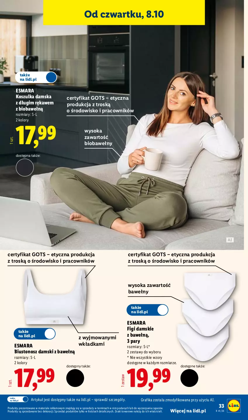 Gazetka promocyjna Lidl - Gazetka ważna od 05.10 do 10.10 - ważna 05.10 do 10.10.2026 - strona 43 - produkty: Biustonosz, Figi, Gra, Grafika, Kosz, Koszulka, Sok