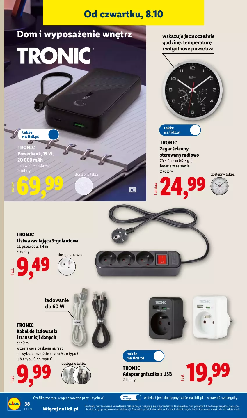 Gazetka promocyjna Lidl - Gazetka ważna od 05.10 do 10.10 - ważna 05.10 do 10.10.2026 - strona 48 - produkty: Gra, Grafika, LG, Listwa, Powerbank, Przewód, Tran, Zegar