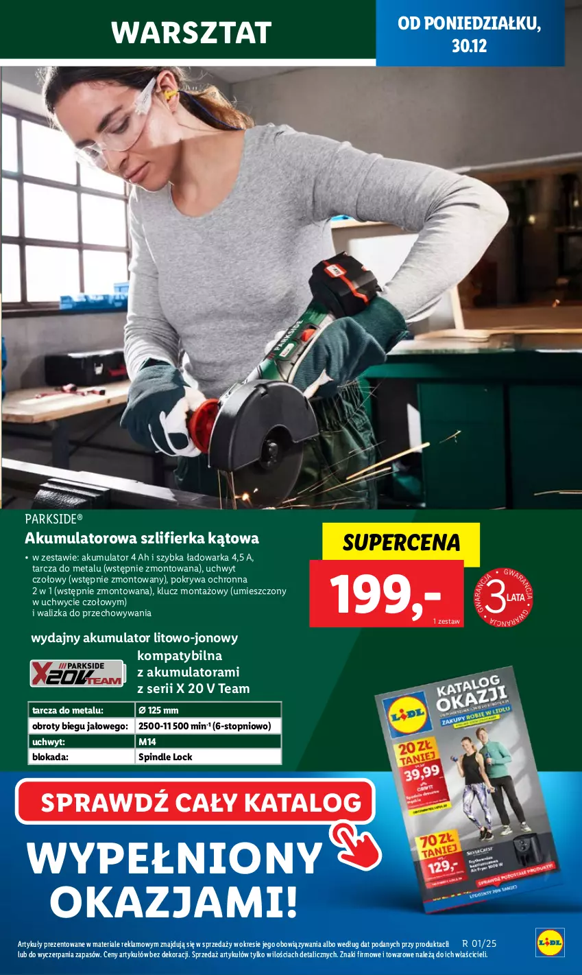 Gazetka promocyjna Lidl - GAZETKA - ważna 30.12 do 31.12.2024 - strona 21 - produkty: Akumulator, Parkside, Pokrywa, Ser, Szlifierka, Szlifierka kątowa, Top, Walizka, Warka